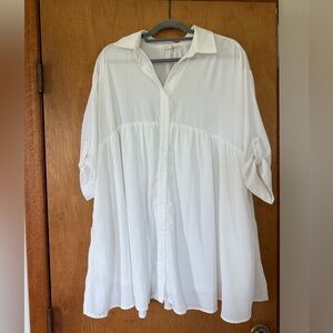 Entro White Button-Down Women's Dress